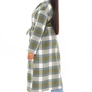 Plaid Self tie coat